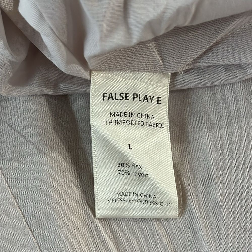 Flax Linen Rayon Blend Sleeveless Pleated Midi Dress L Natural - Picture 8 of 11